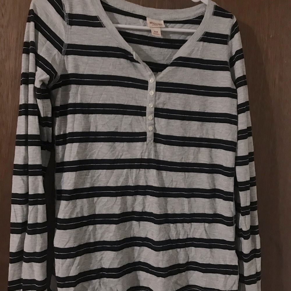 Gray and black striped long sleeved shirt Merona